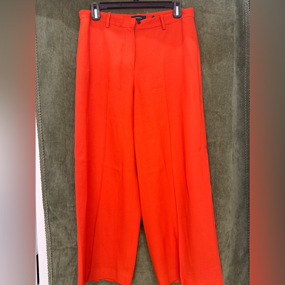 NWOT Theory Bright Orange Wide Leg cropped Pants